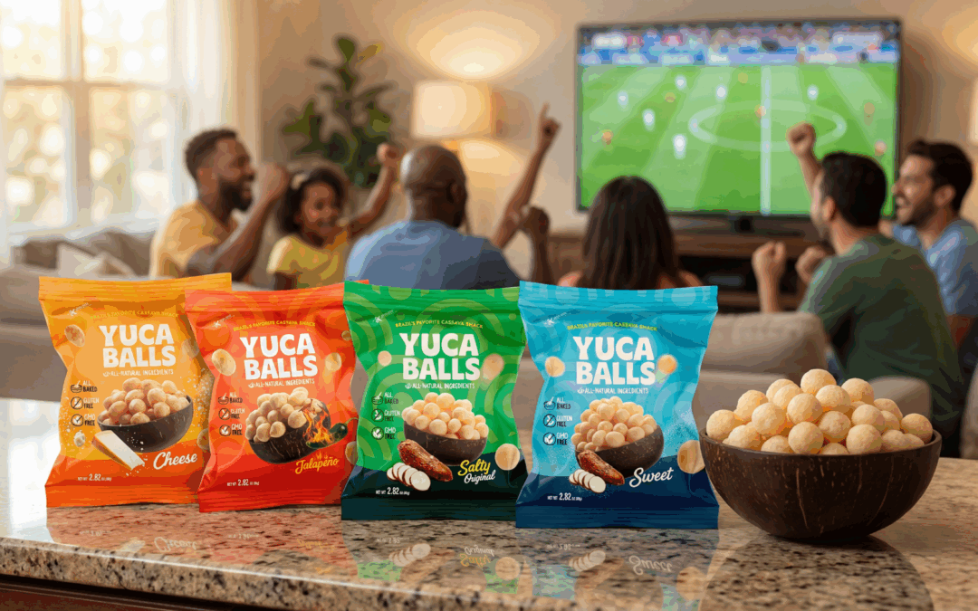 Line up of Yuca Balls Packaging